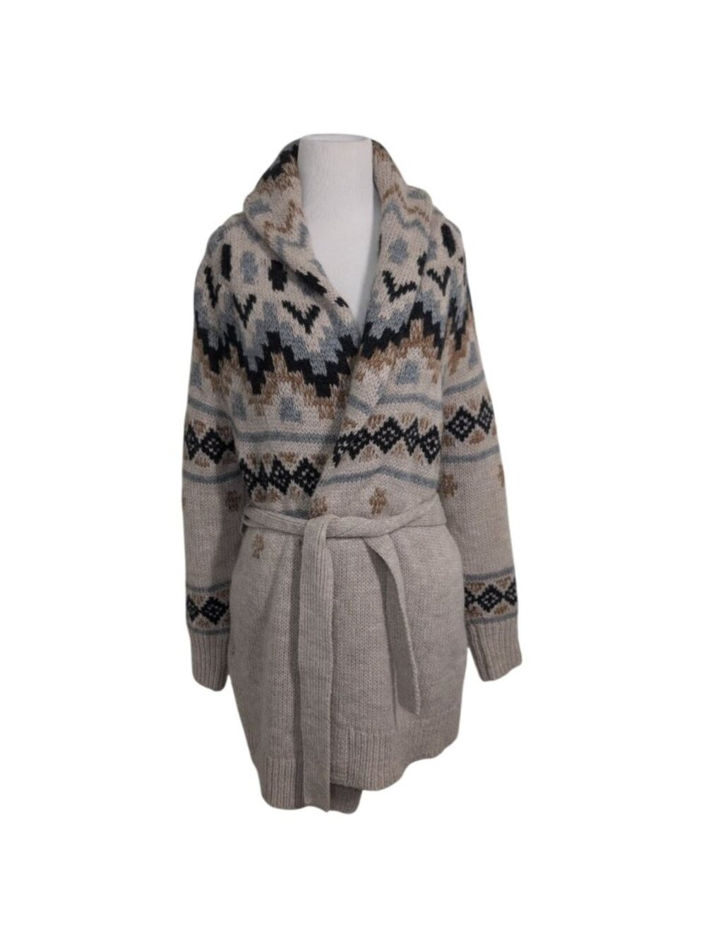 360 Sweater Ratchell Wrap Sweater Womens Size Small Aztec Belted Shawl Collar